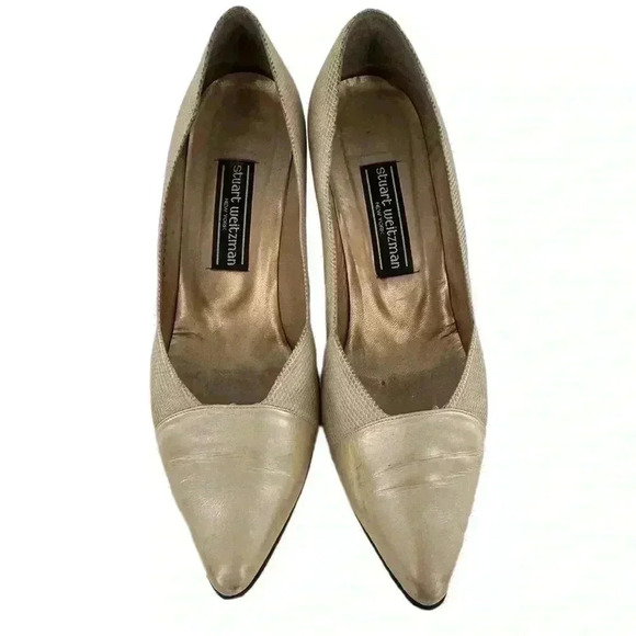 Stuart Weitzman heels size 10 C old leather pointy toe stilettos vintage 80s 90s - Picture 2 of 13